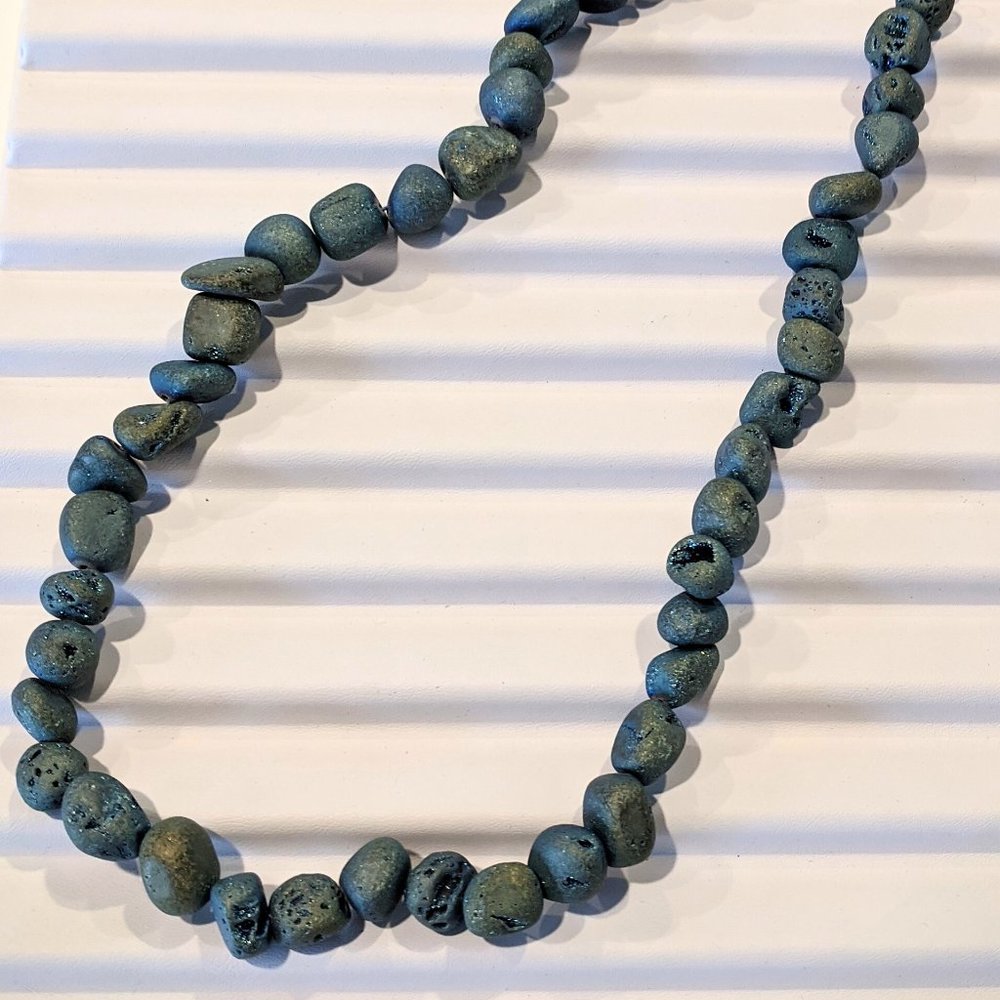 Peacock Color Drusy Agate Bead Necklace